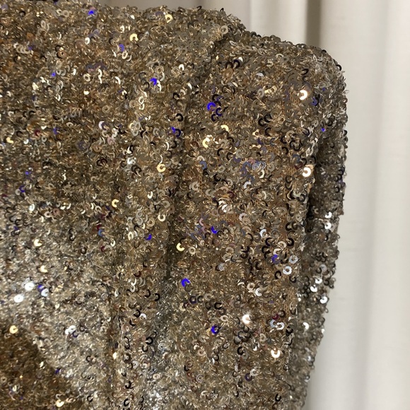 Zara ZW Collection Sequinned Dress Shoulder Pads Silver Size L - Picture 12 of 17